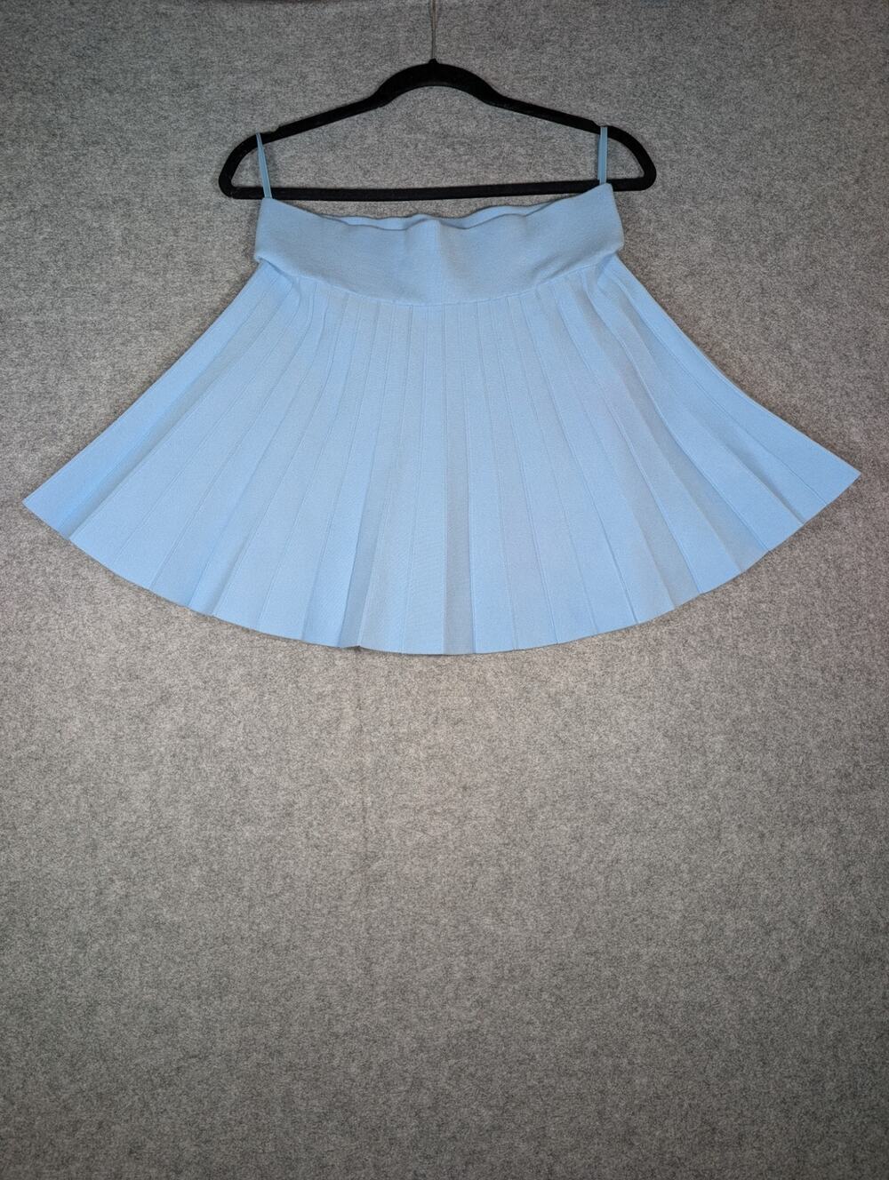 Minnie Rose Pleated Knit Skort M Blue High Waist Built In Shorts Pockets NWT